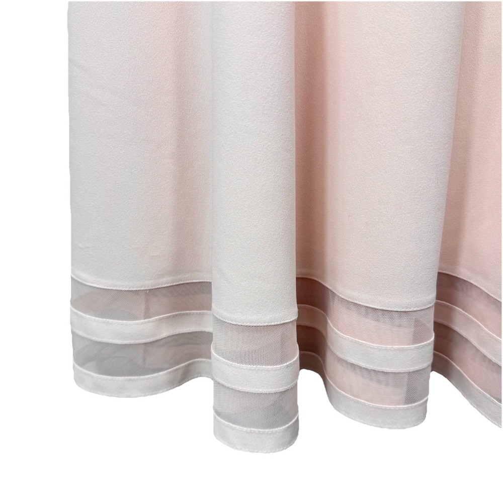 Calvin Klein Blush Pink Mesh Illusion Hem Fit Flare Stretch Sleeveless Dress 14 - Picture 6 of 12